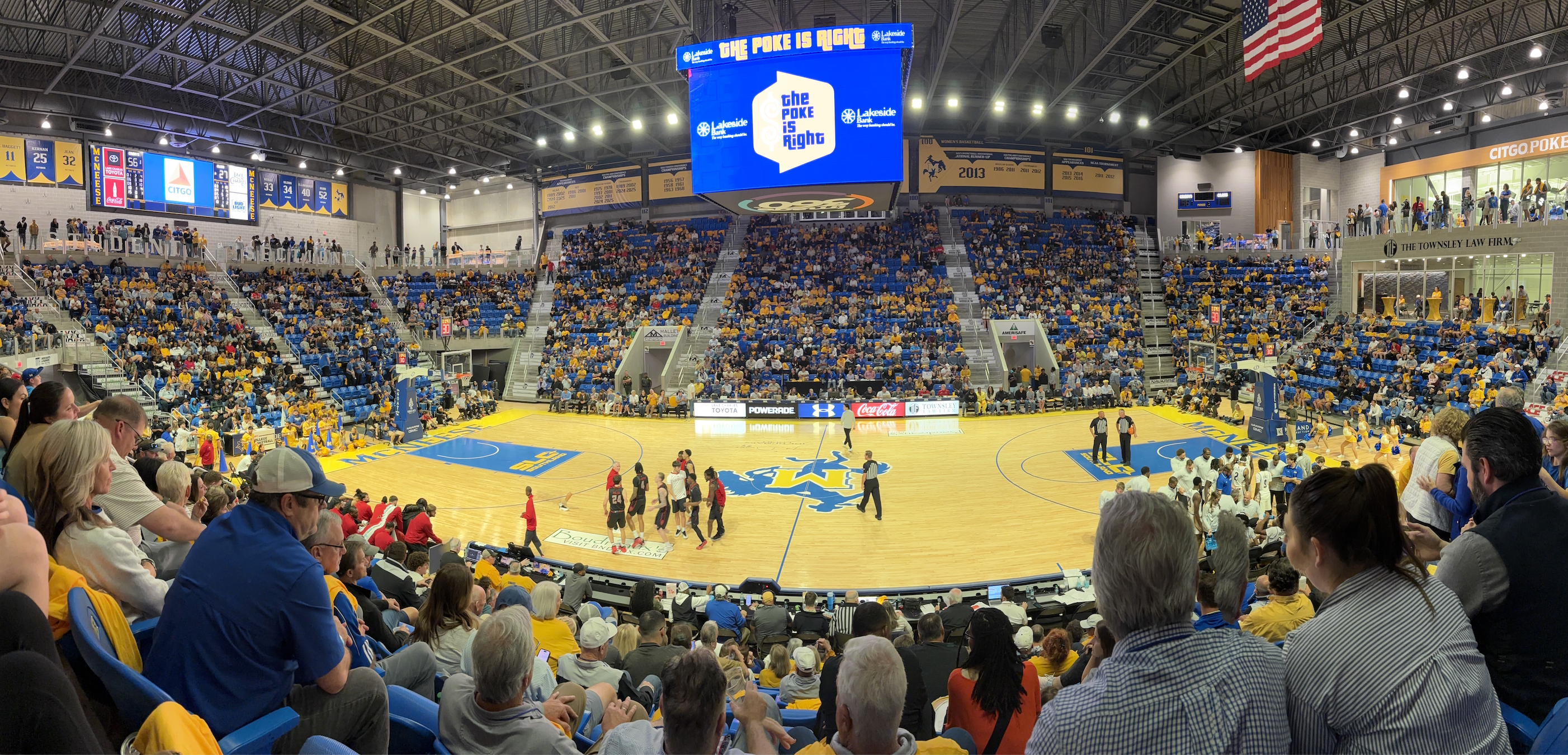 Packed crowd at Townsley Law Arena during McNeese vs. UL-Lafayette